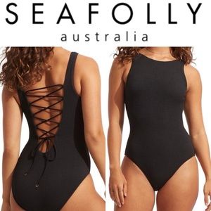 NWOT Seafooly Sea Dive Lace Up One-Piece Swimsuit Size6  $138